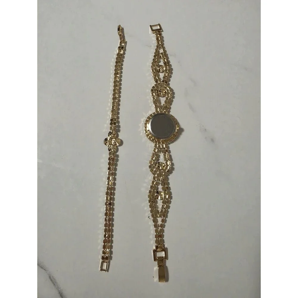 Clover Embellished Rhinestone Watch and Bracelet Set